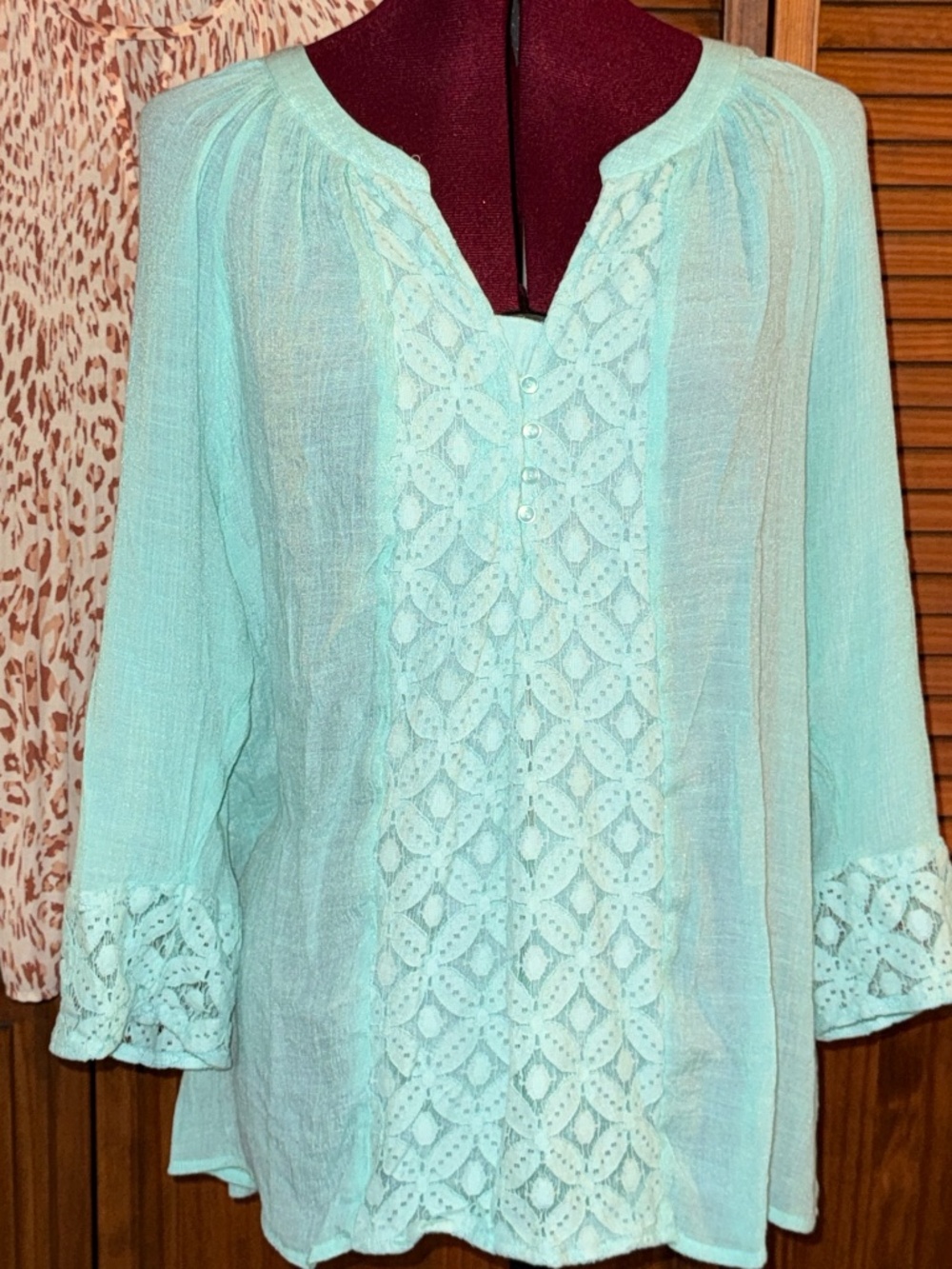 Bundle Valerie Stevens & Spense Babydoll Pleated Animal & Gauze/Lace Blouses